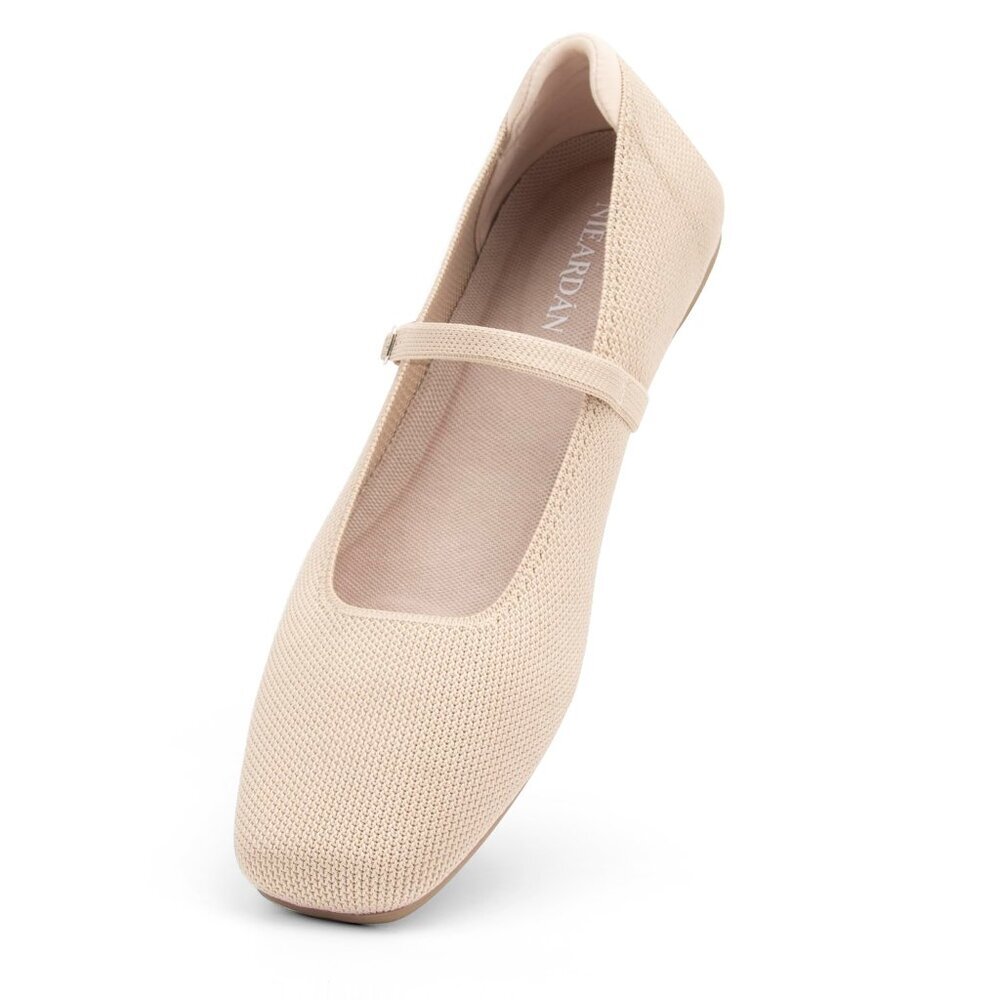 Square Toe Ballet Flats, Knit Mary Jane Slip Ons, Comfy Work Shoes